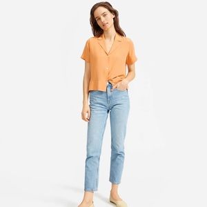 EVERLANE The Silk Notch Shirt in Apricot